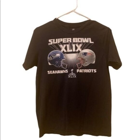 Super Bowl XLIX Seahawks vs Patriots kids large T-shirt - Picture 1 of 4